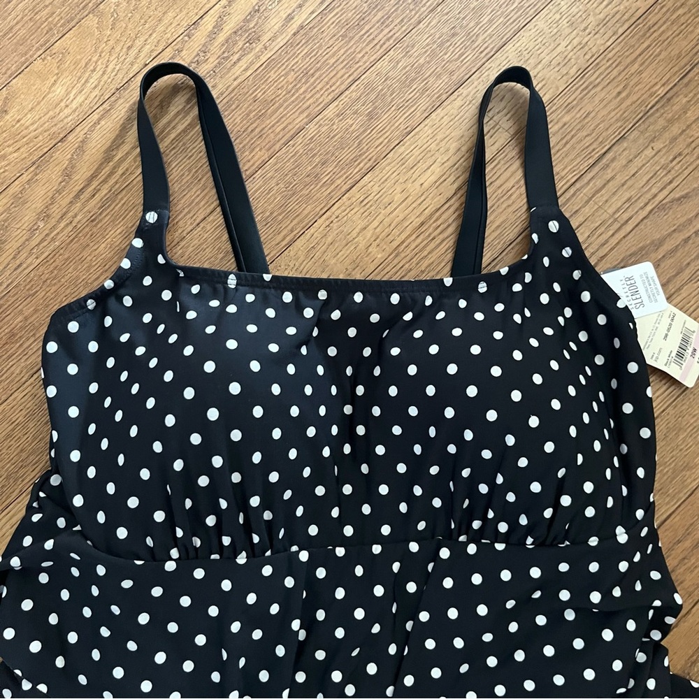 St. John’s Bay Slender One Piece Swim Dress Polka Dot Size 20W - Picture 2 of 5
